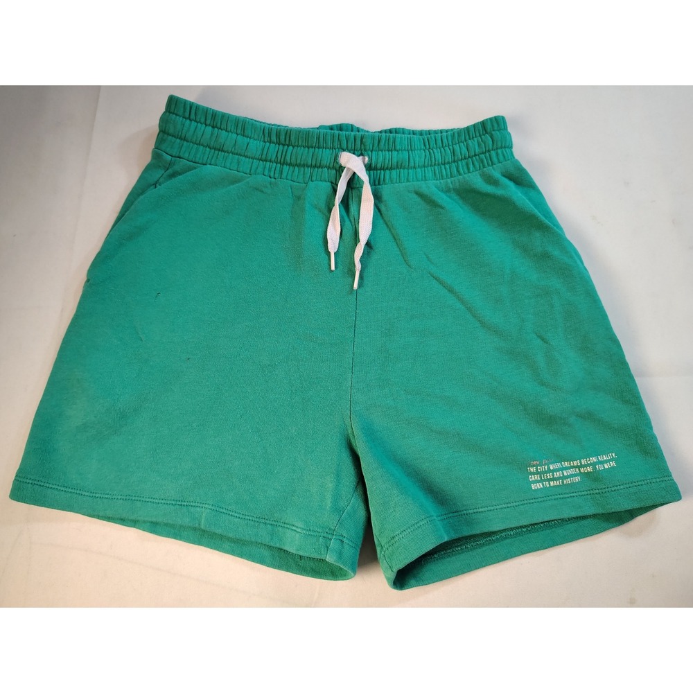 H&M Kids Green New York Graphic Sweat Shorts Size 14 Elastic Drawstring Waist